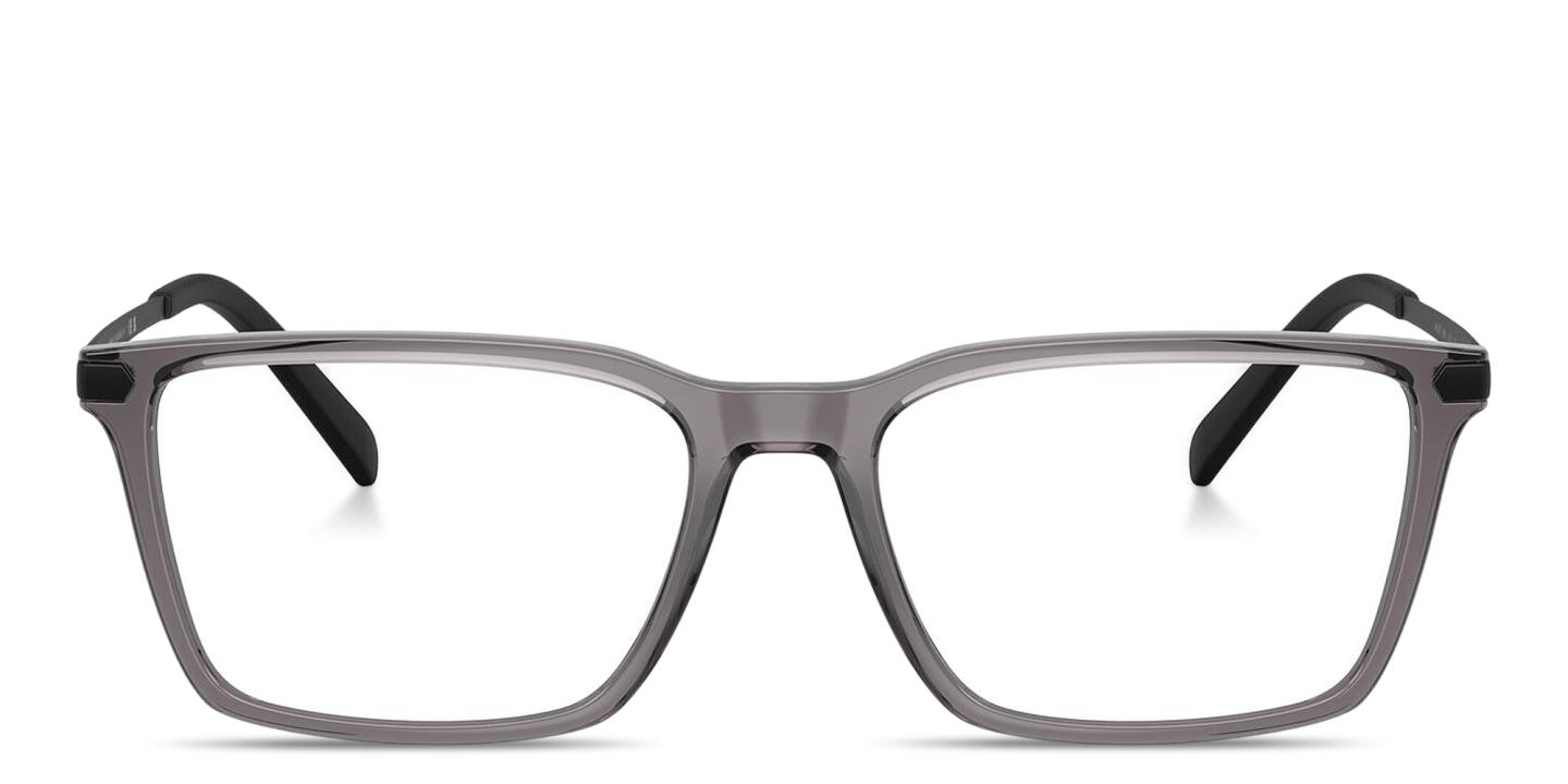 Shop Armani Exchange A|X Logo Rectangle Eyeglasses in Transparent Grey online.