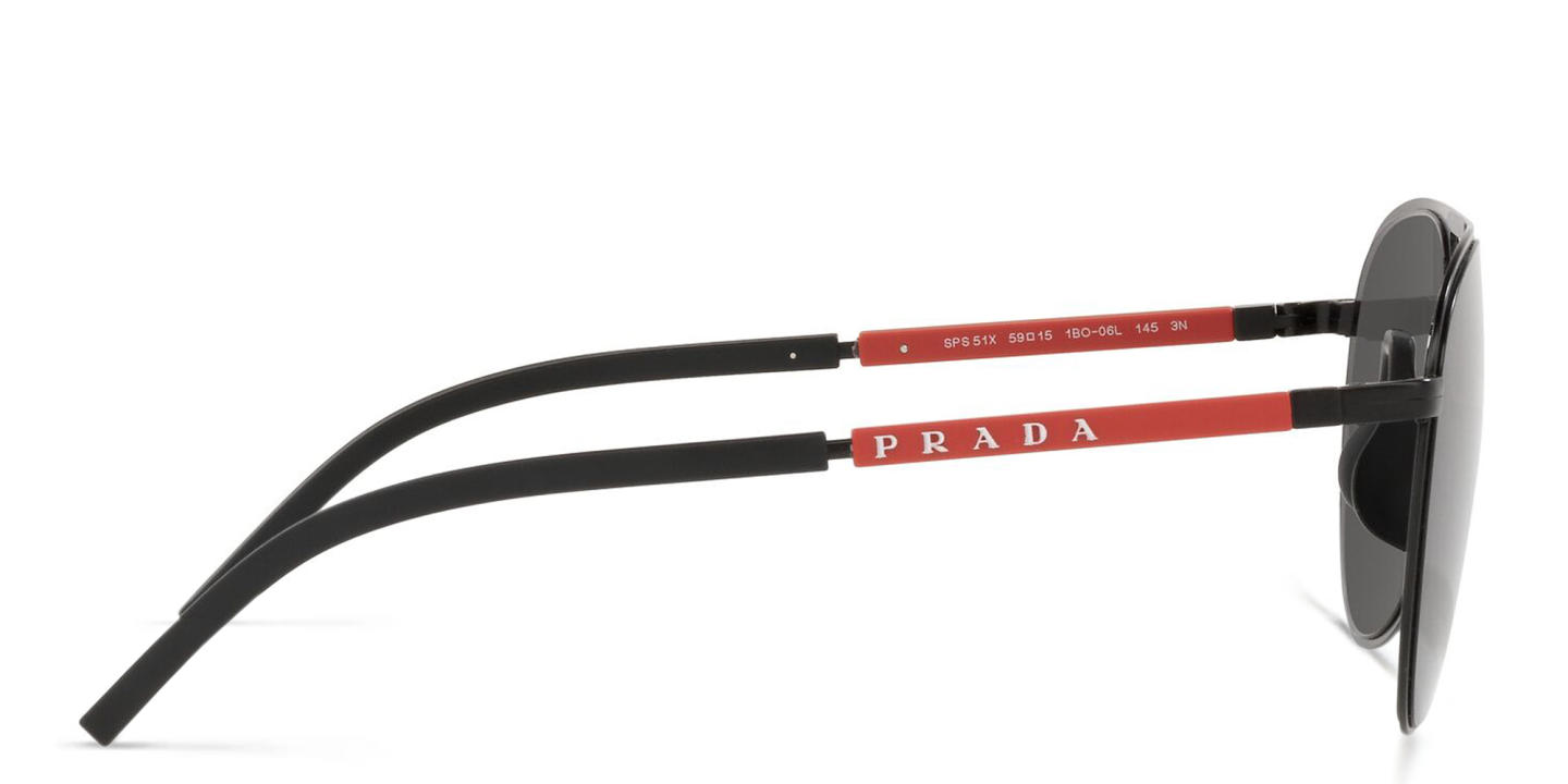 Prada Linea Rossa Pilot Sunglasses in Matte Black – Product Photo 2