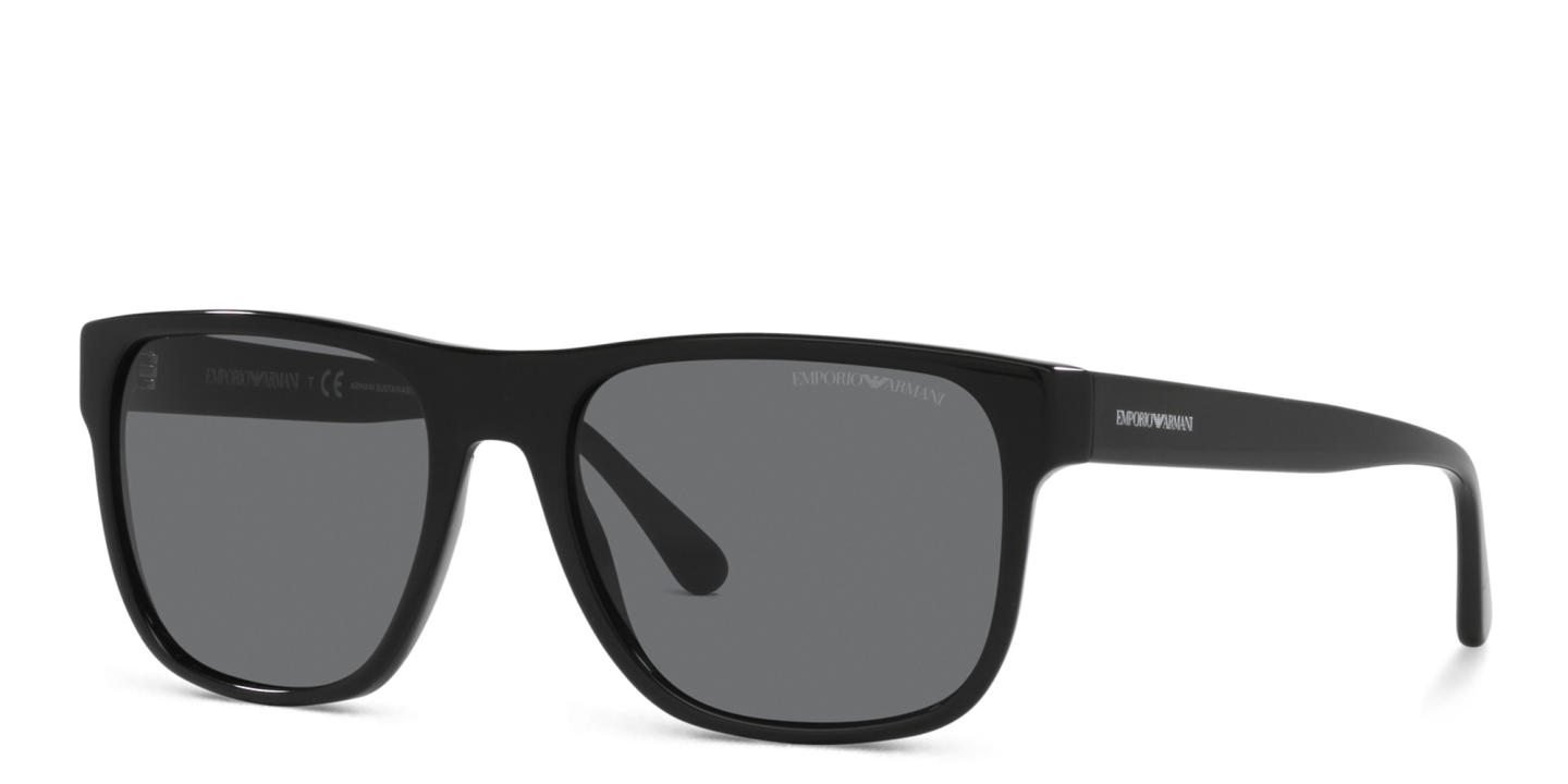 Emporio Armani Square Sunglasses in Shiny Black – Product Photo 1