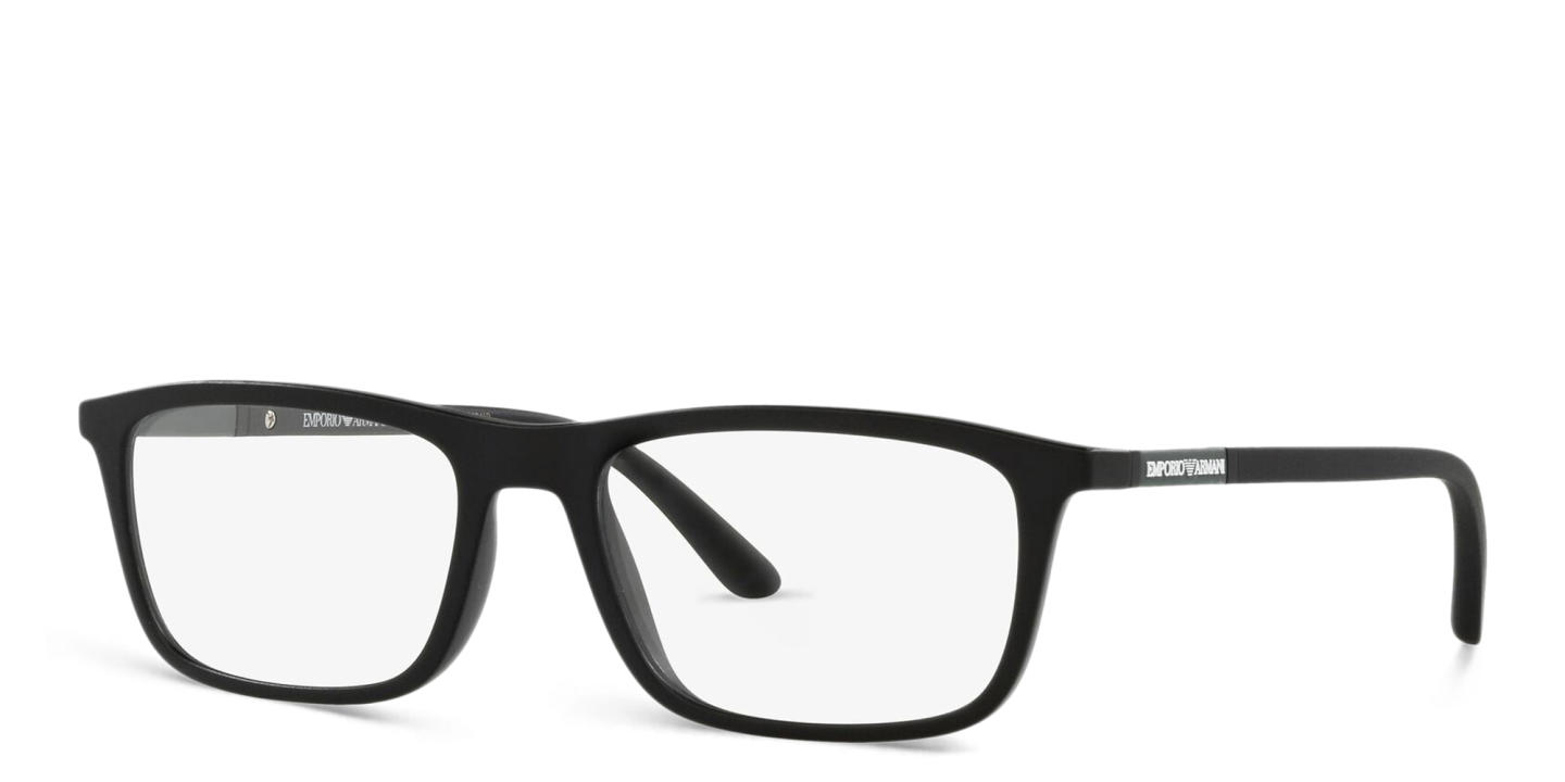 Emporio Armani Rectangle Eyeglasses in Matte Black – Product Photo 2
