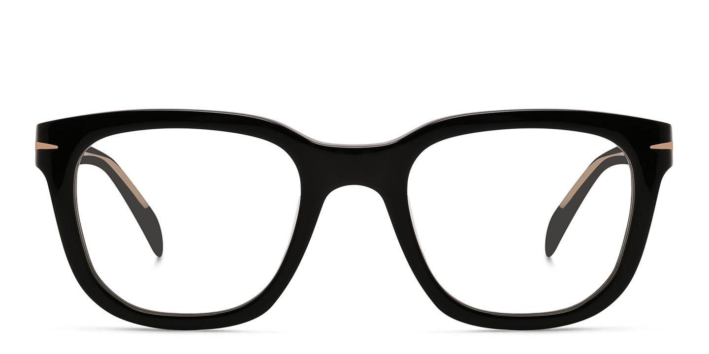 Shop DAVID BECKHAM Square Eyeglasses in Black online.