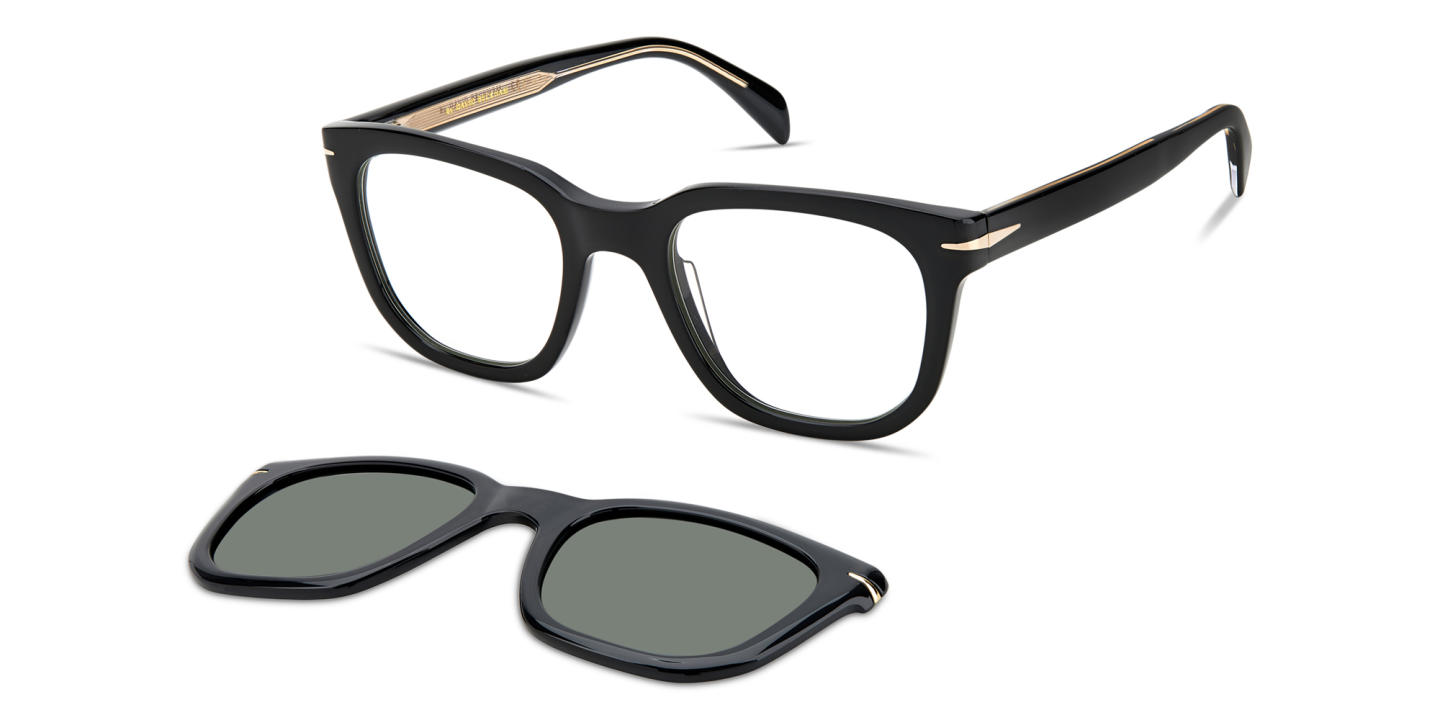 Shop DAVID BECKHAM Square Eyeglasses in Black online.