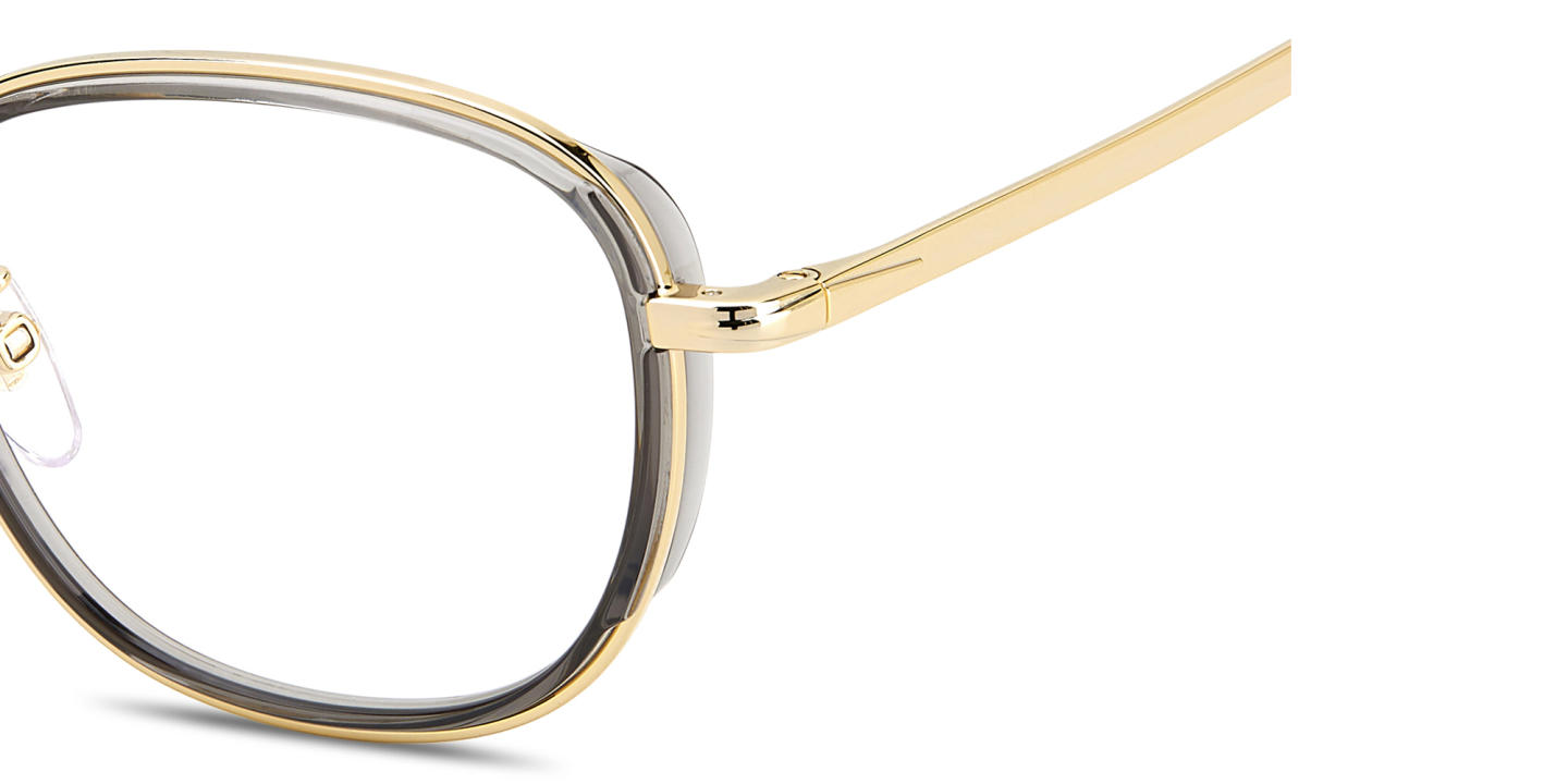 Shop DAVID BECKHAM Square Eyeglasses in Gold Grey online.
