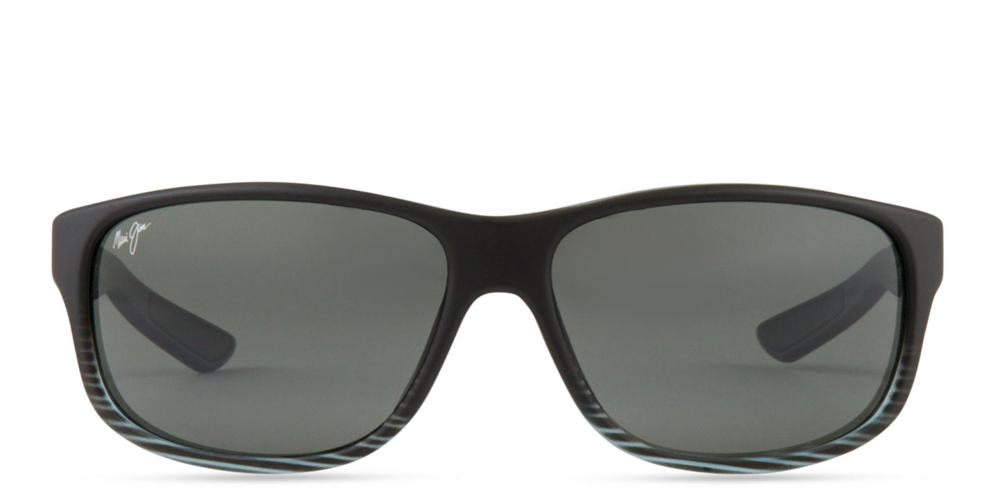Shop Maui Jim Kaiwi Channel 840 Unisex Rectangle Sunglasses in Black online.