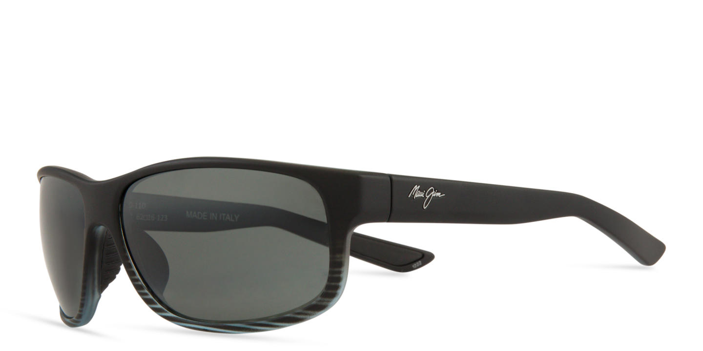 Shop Maui Jim Kaiwi Channel 840 Unisex Rectangle Sunglasses in Black online.