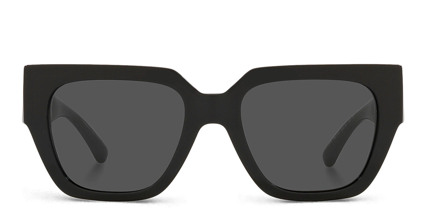 Shop VERSACE Medusa Chain Square Sunglasses in Black online.