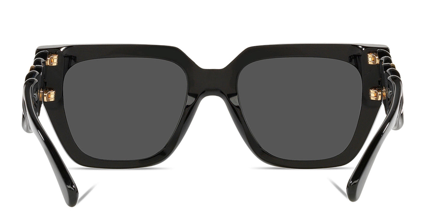 Shop VERSACE Medusa Chain Square Sunglasses in Black online.