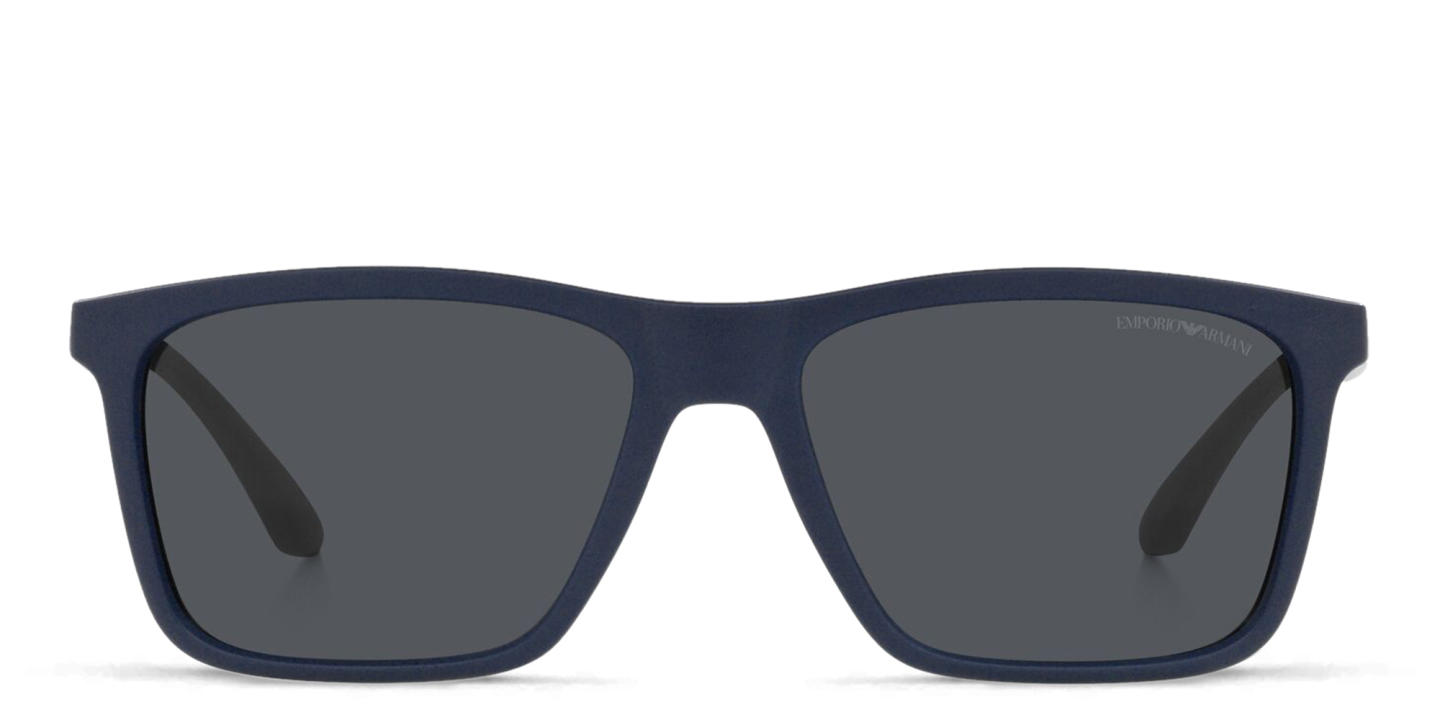 Shop Emporio Armani Rectangle Sunglasses in Matte Blue online.