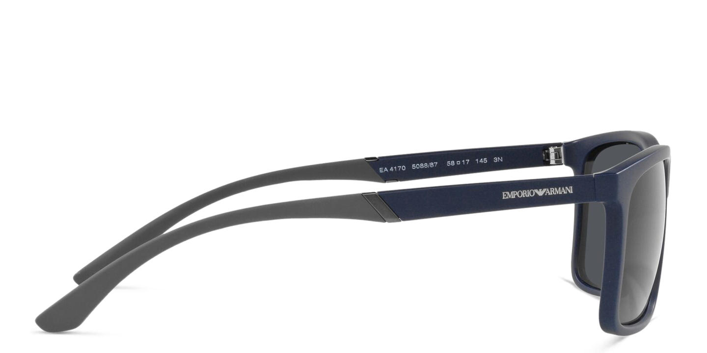 Shop Emporio Armani Rectangle Sunglasses in Matte Blue online.