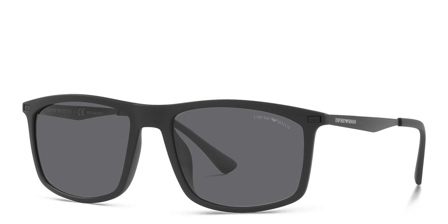 Emporio Armani Rectangle Sunglasses in Matte Black – Product Photo 1