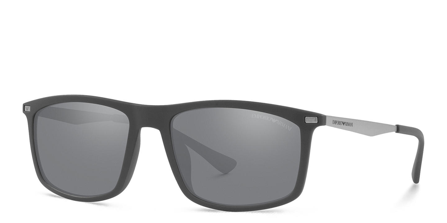 Emporio Armani Rectangle Sunglasses in Matte Grey – Product Photo 1