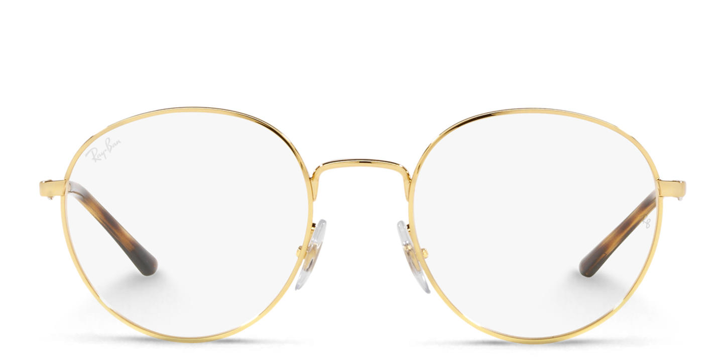 Shop Ray-Ban Unisex Round Eyeglasses in Polished Gold online.