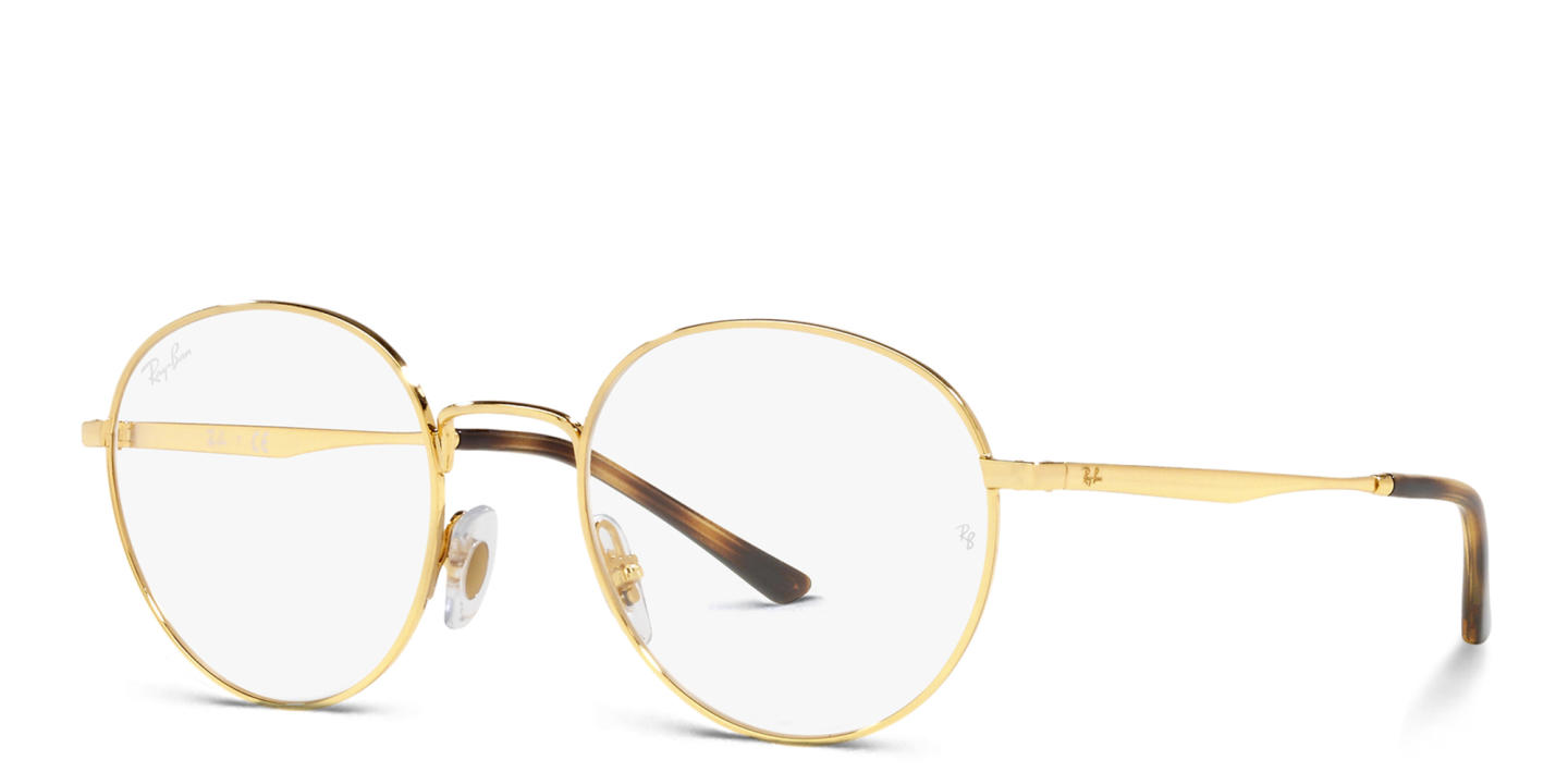 Shop Ray-Ban Unisex Round Eyeglasses in Polished Gold online.