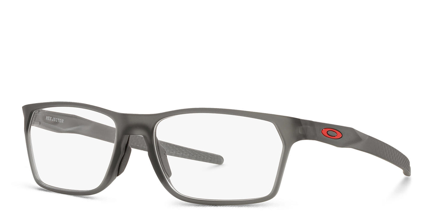 Oakley Hex Jector Wide Rectangle Eyeglasses in Satin Grey Smoke – Product Photo 1