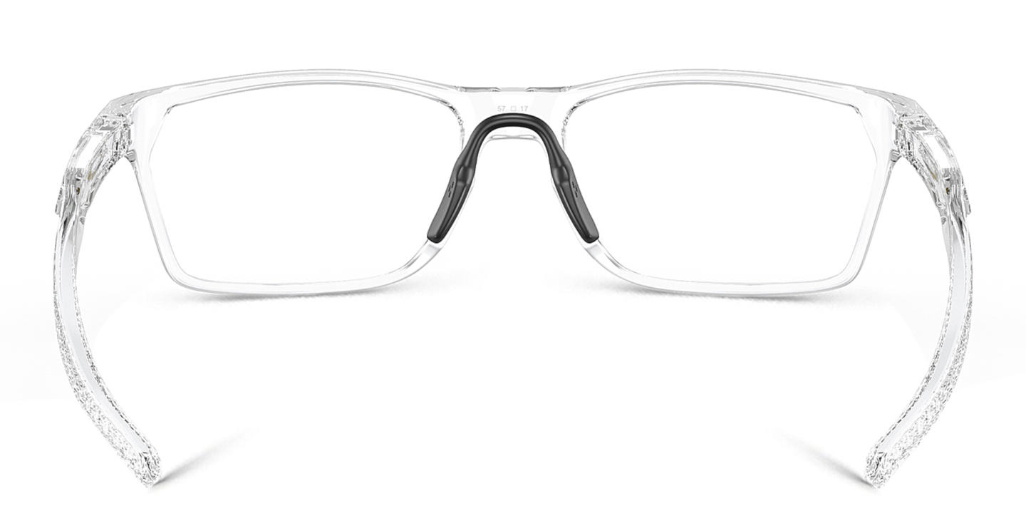 Oakley Wide Rectangle Eyeglasses in Polished Clear – Product Photo 3
