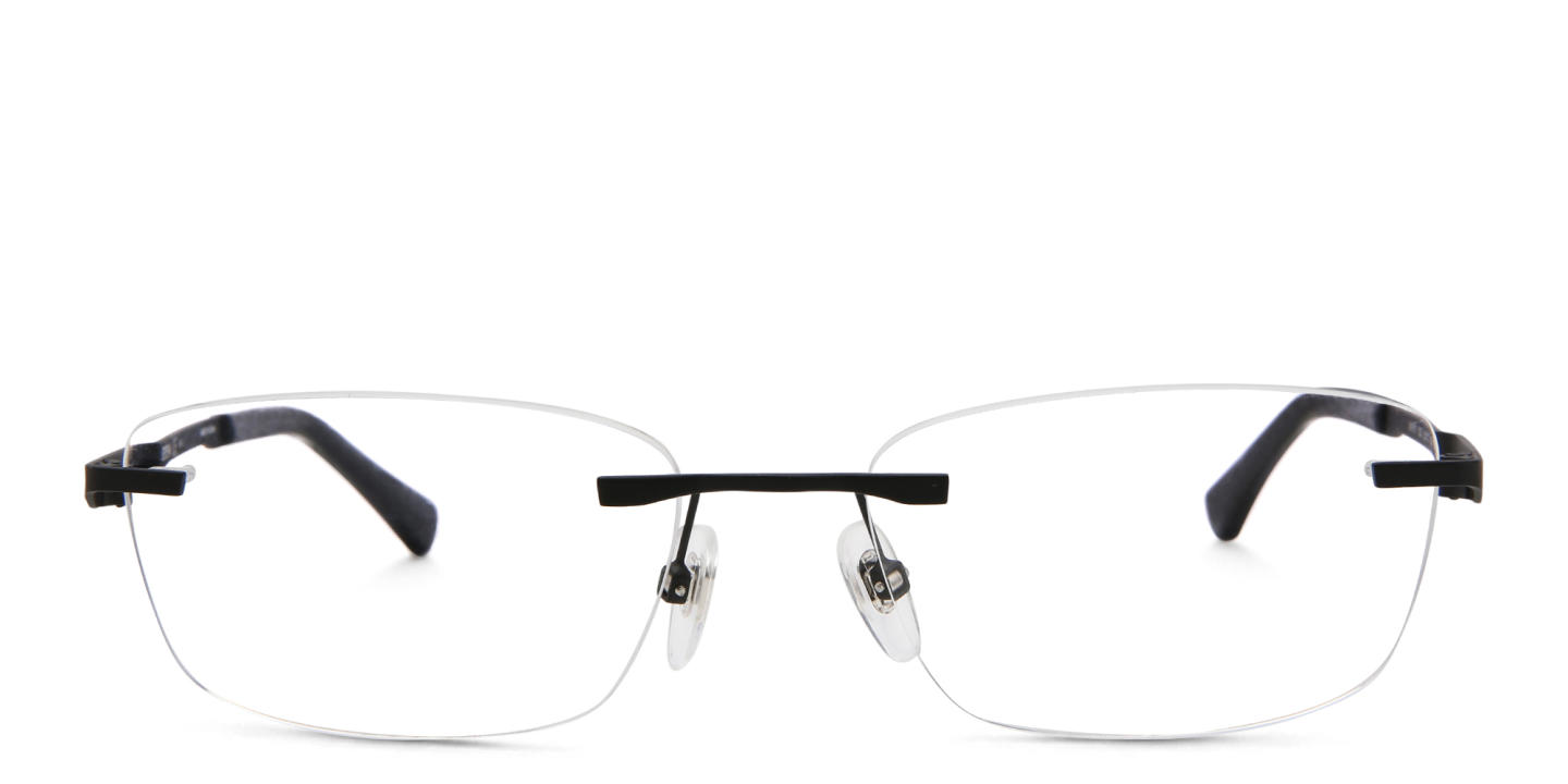 EYE'M Rimless Wide Rectangle Eyeglasses in Black – Product Photo 0