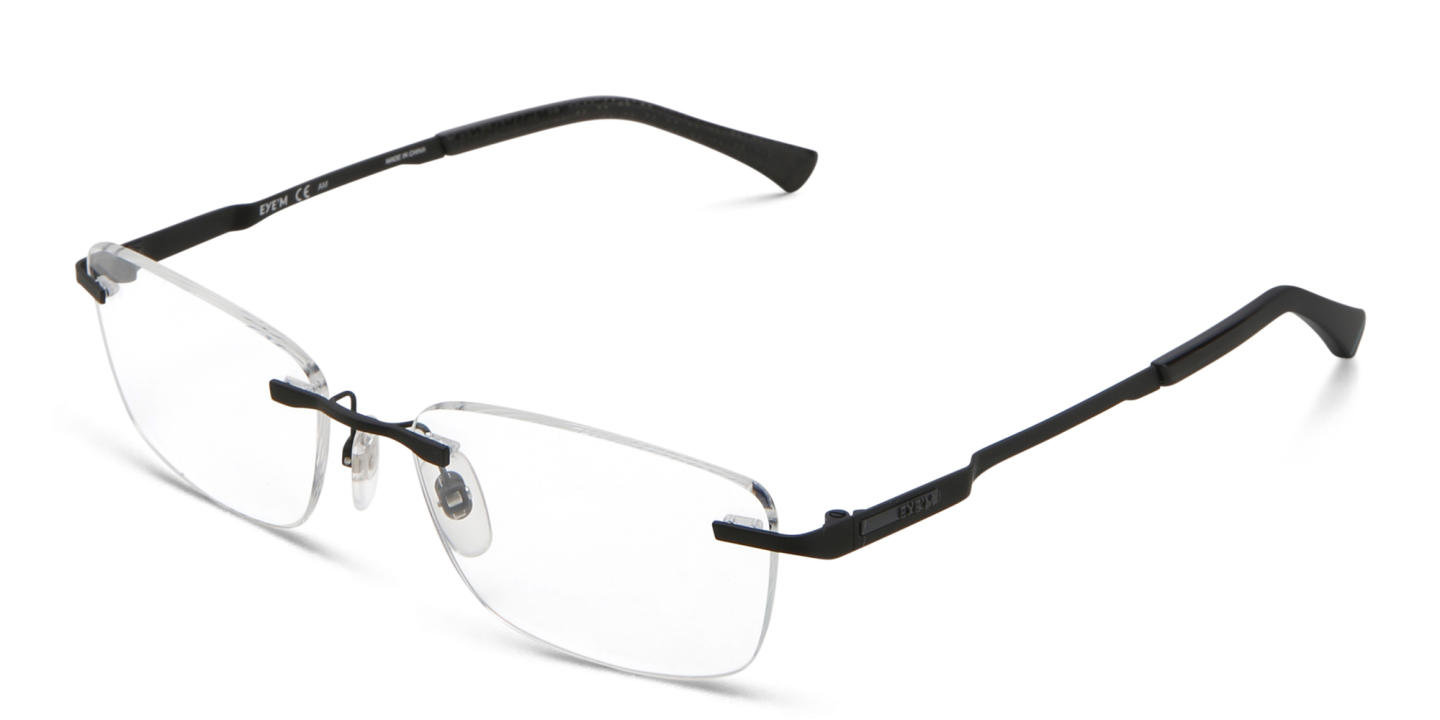 EYE'M Rimless Wide Rectangle Eyeglasses in Black – Product Photo 2