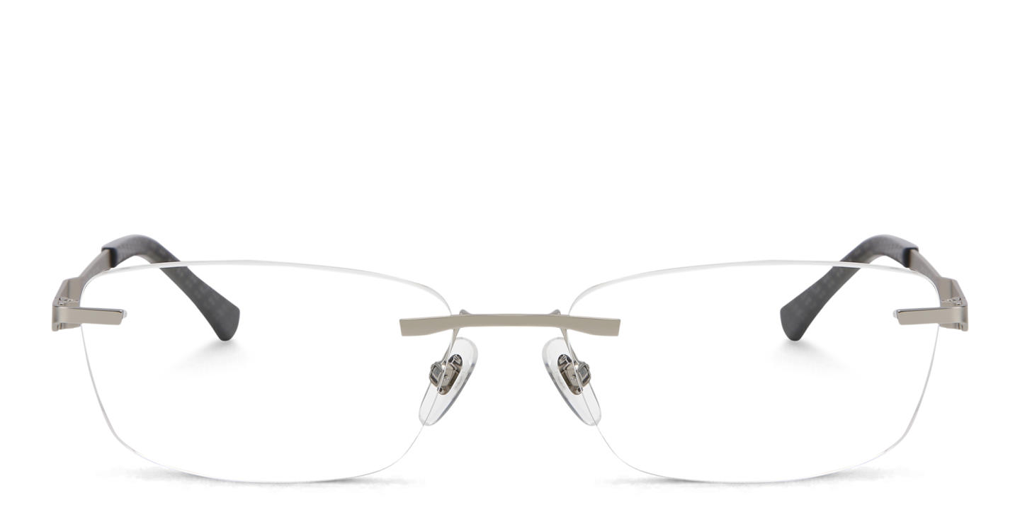 Shop EYE'M Rimless Wide Rectangle Eyeglasses in Grey online.