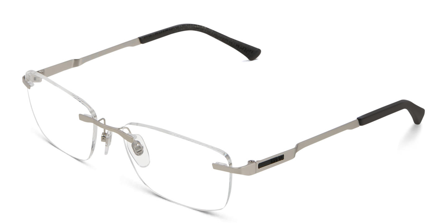 EYE'M Rimless Wide Rectangle Eyeglasses in Grey – Product Photo 2