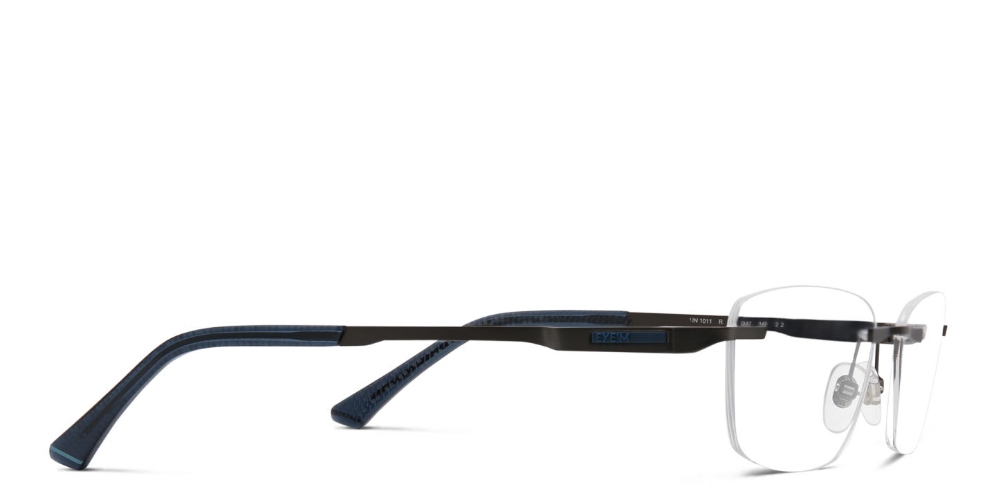 Shop EYE'M Rimless Wide Rectangle Eyeglasses in Gunmetal online.