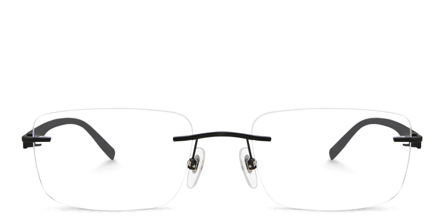 EYE'M Rimless Wide Rectangle Eyeglasses in Black – Product Photo 0