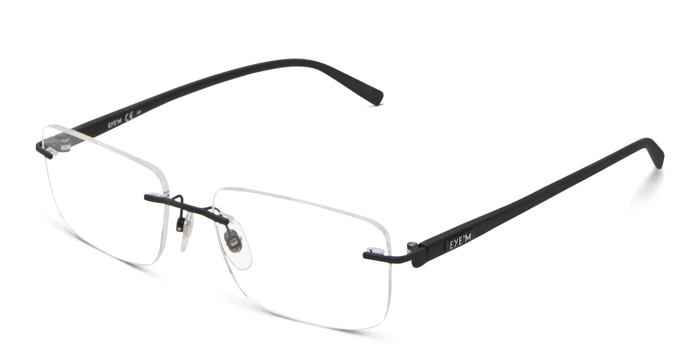 EYE'M Rimless Wide Rectangle Eyeglasses in Black – Product Photo 2