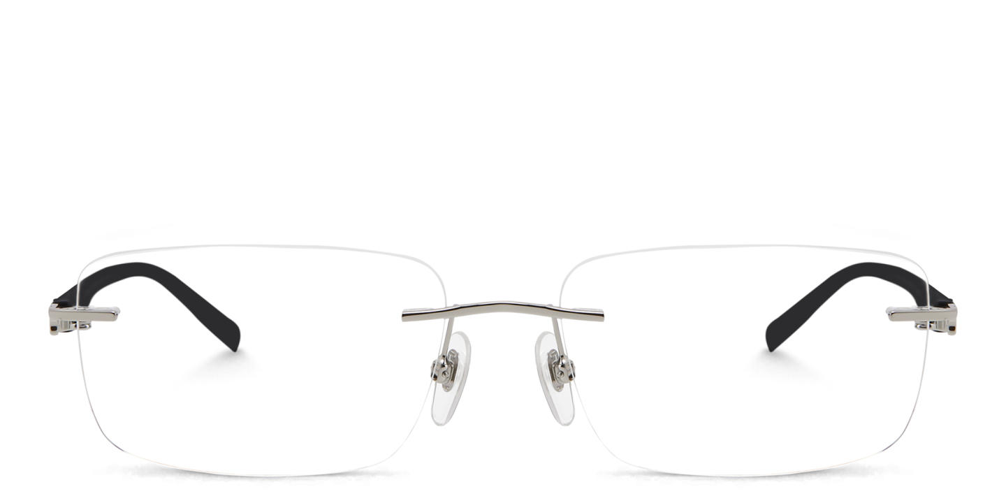 EYE'M Rimless Wide Rectangle Eyeglasses in Grey – Product Photo 0