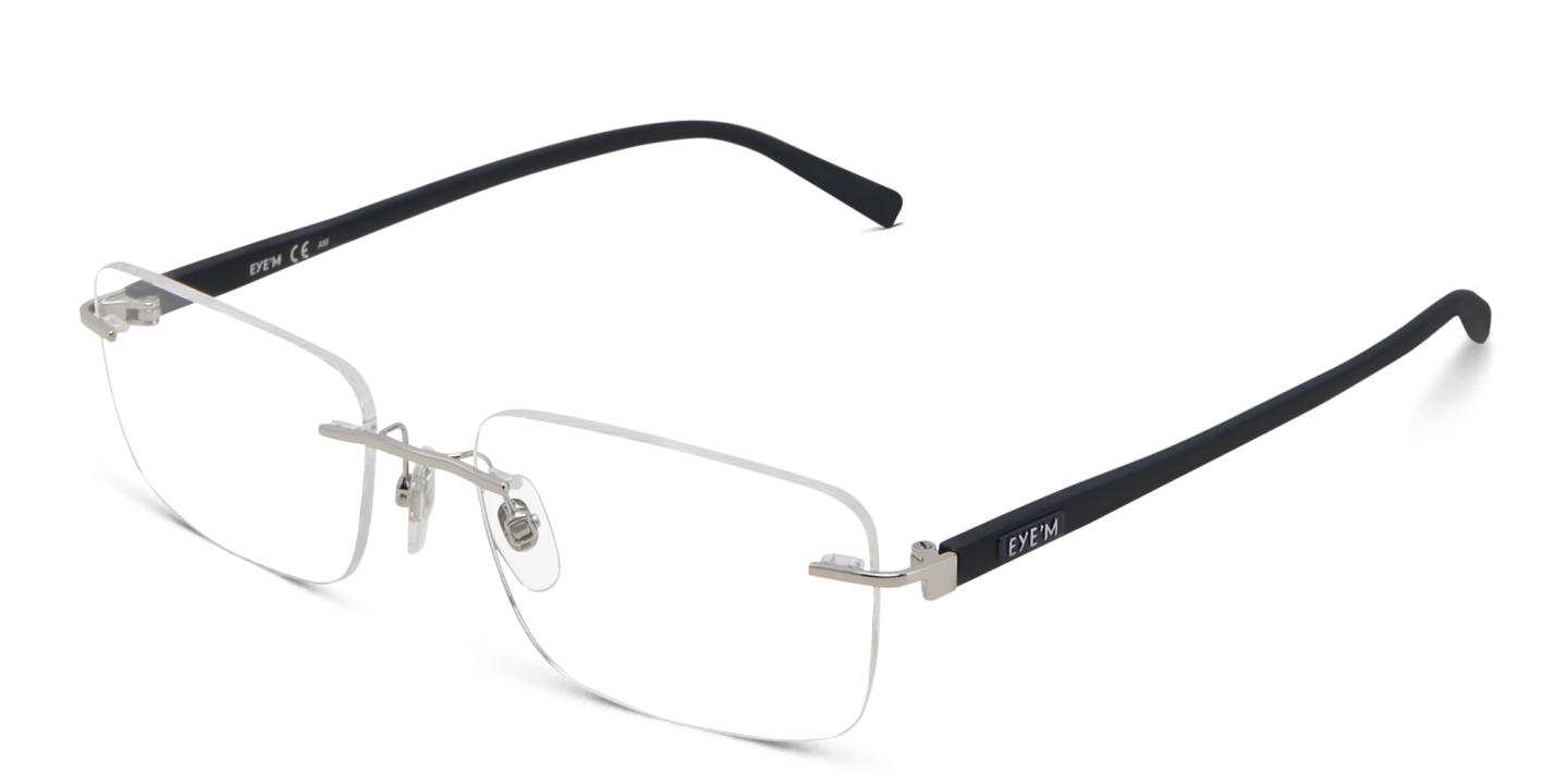 EYE'M Rimless Wide Rectangle Eyeglasses in Grey – Product Photo 2