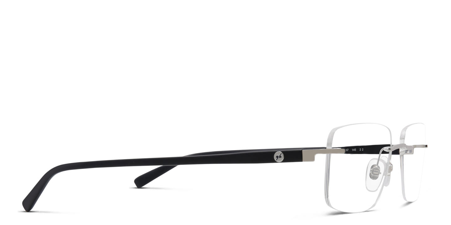 EYE'M Rimless Wide Rectangle Eyeglasses in Grey – Product Photo 3