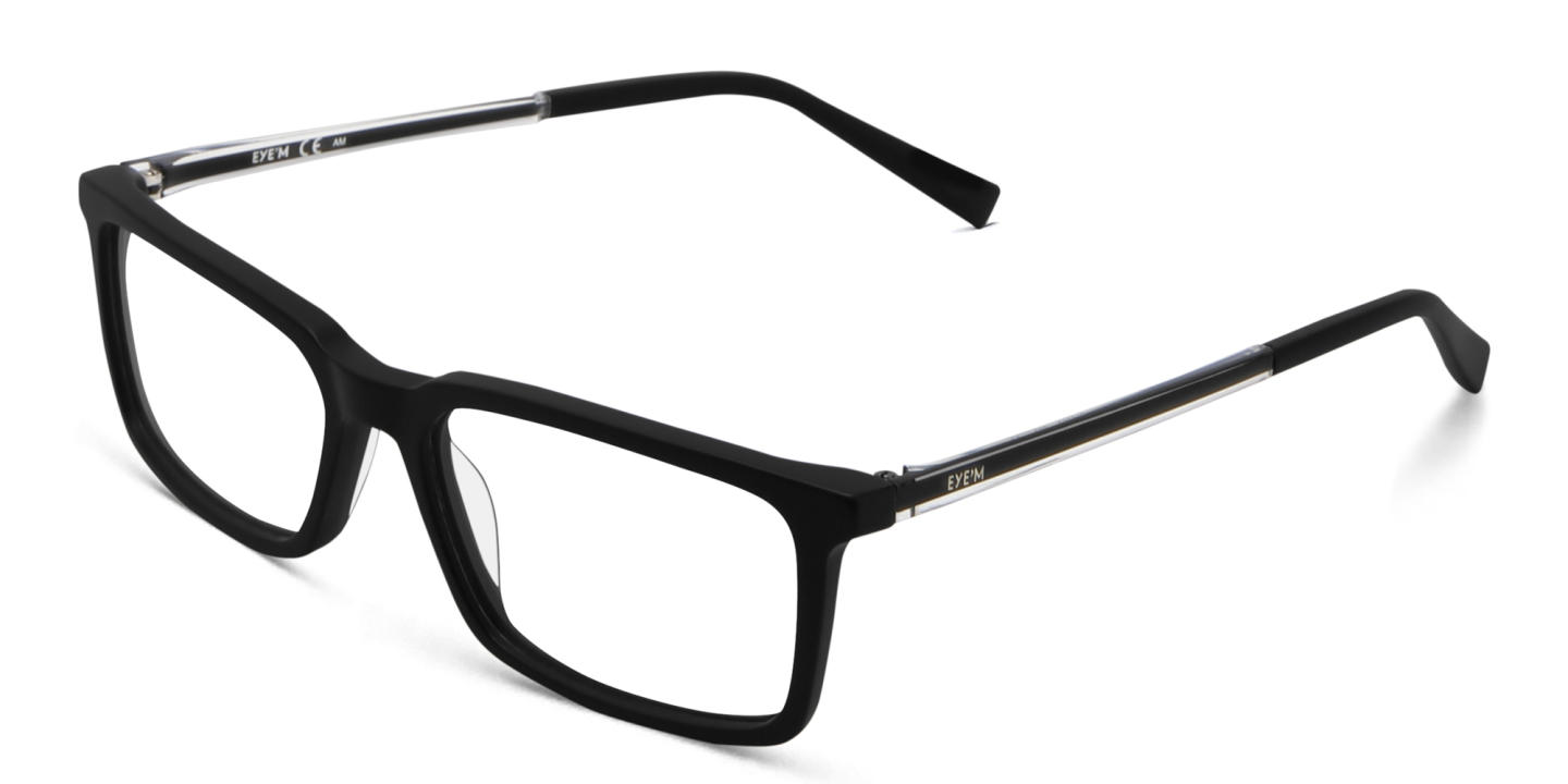 EYE'M Rectangle Eyeglasses in Black – Product Photo 2