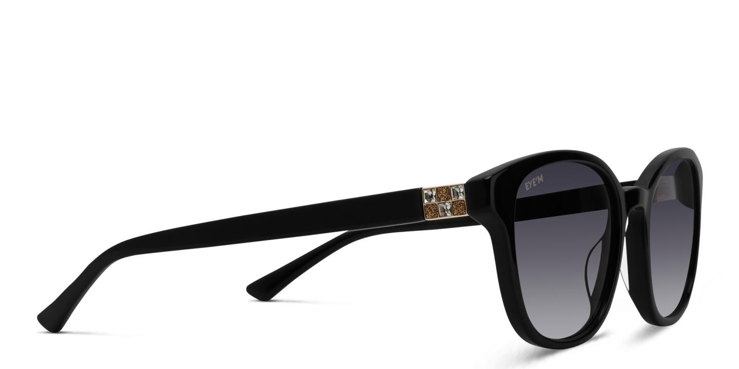 EYE'M Round Sunglasses in Black – Product Photo 3