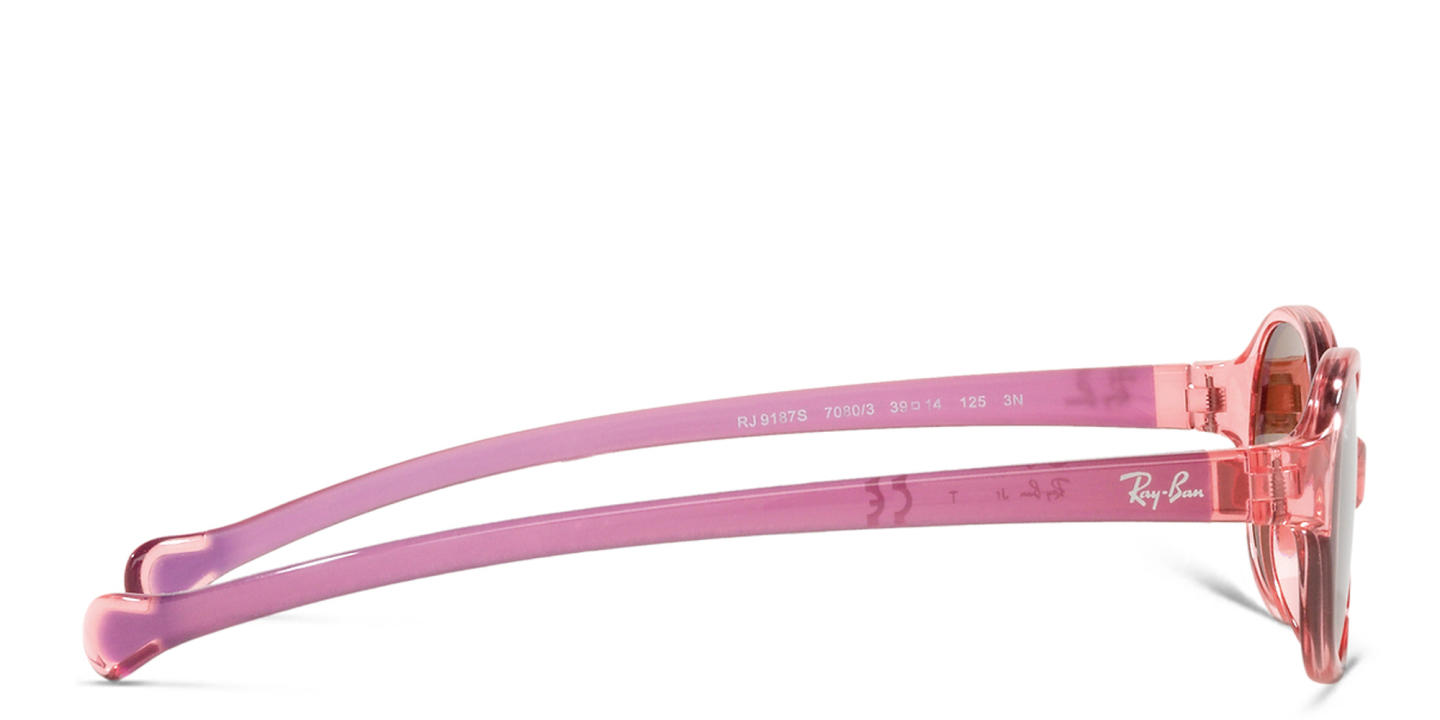 Ray-Ban Junior Kids Round Sunglasses in Transparent Light Red – Product Photo 2