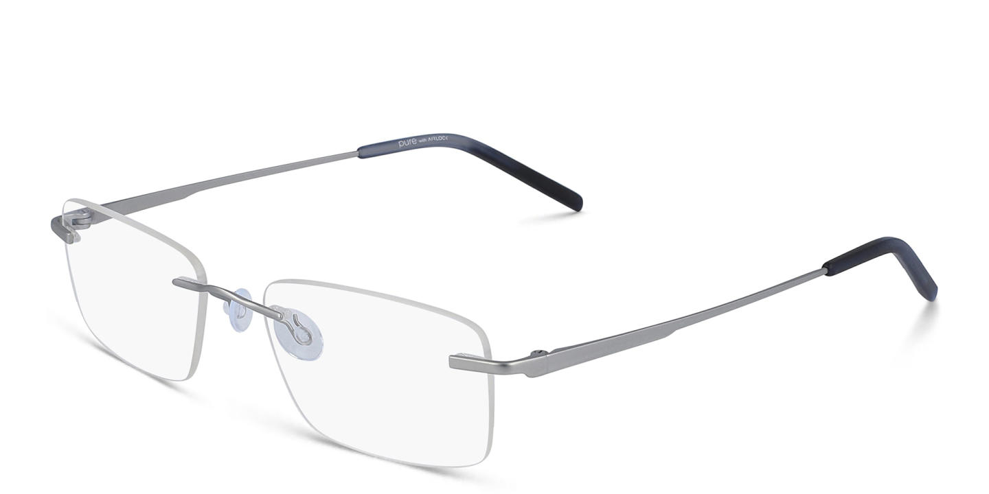 Pure Rimless Rectangle Eyeglasses in Grey – Product Photo 1