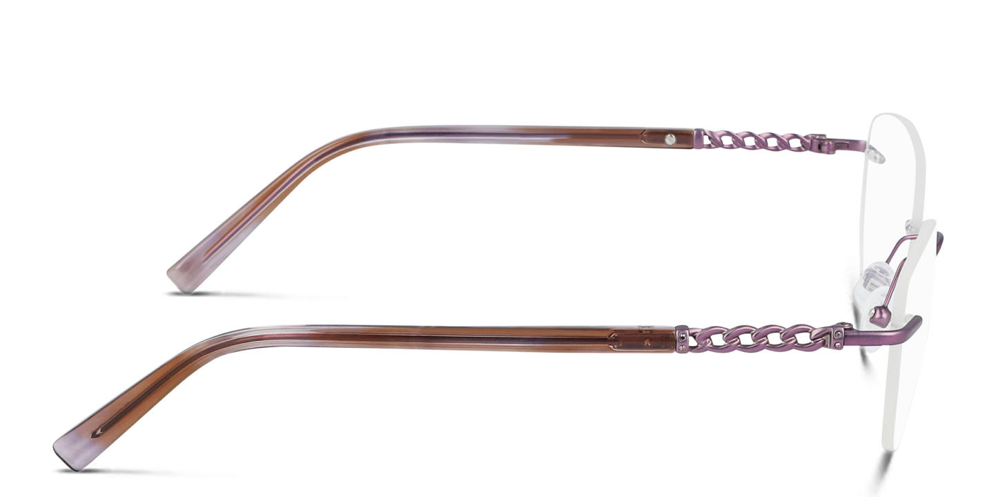 Pure Rimless Cat-Eye Eyeglasses in Purple – Product Photo 2
