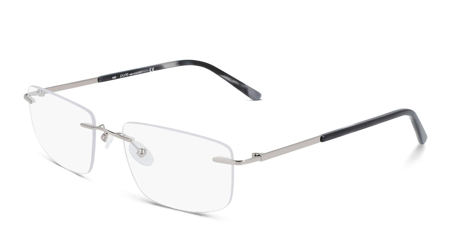 Pure Rimless Rectangle Eyeglasses in Gunmetal – Product Photo 1
