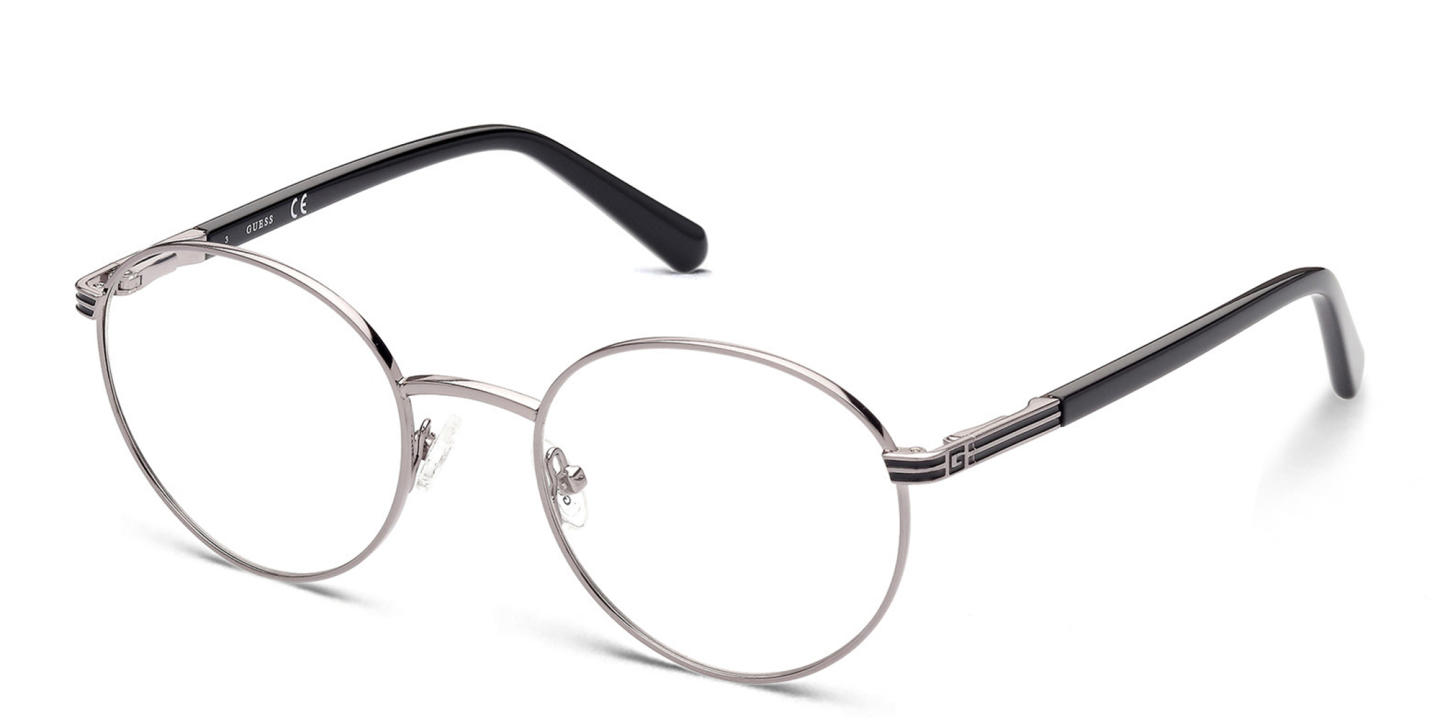 Shop Guess Round Eyeglasses in Silver online.