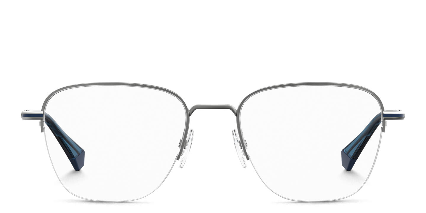 Polaroid Half-Rim Square Eyeglasses in Silver – Product Photo 0
