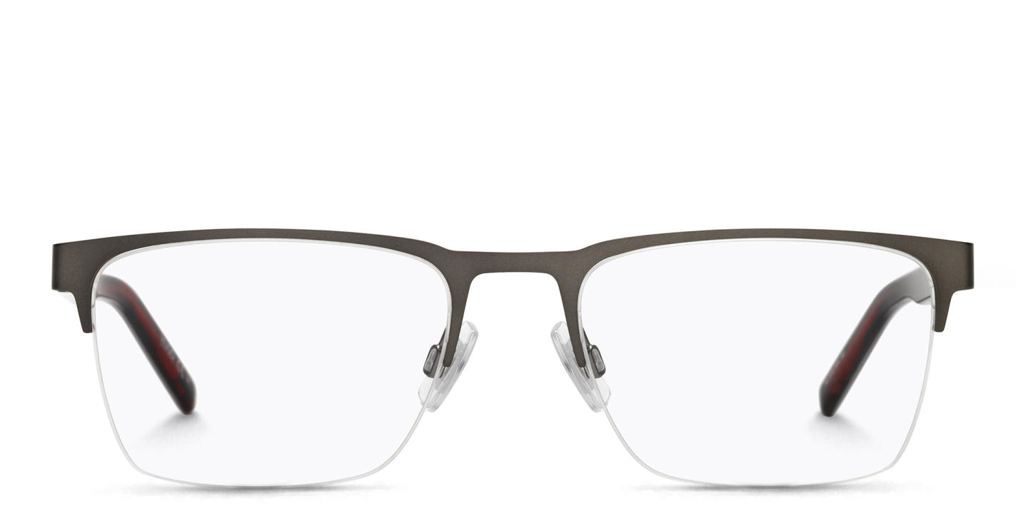 Hugo Boss Wide Half-Rim Rectangle Eyeglasses in Grey – Product Photo 0