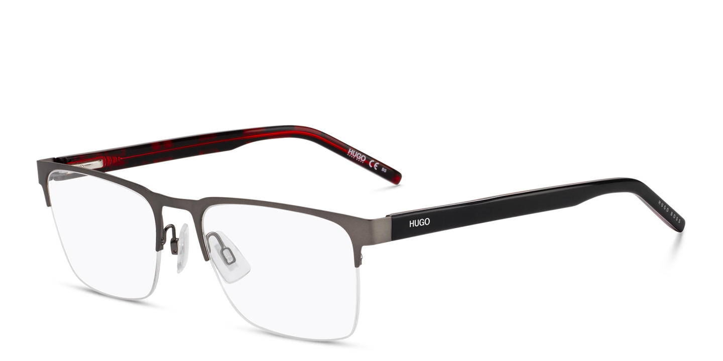 Hugo Boss Wide Half-Rim Rectangle Eyeglasses in Grey – Product Photo 1