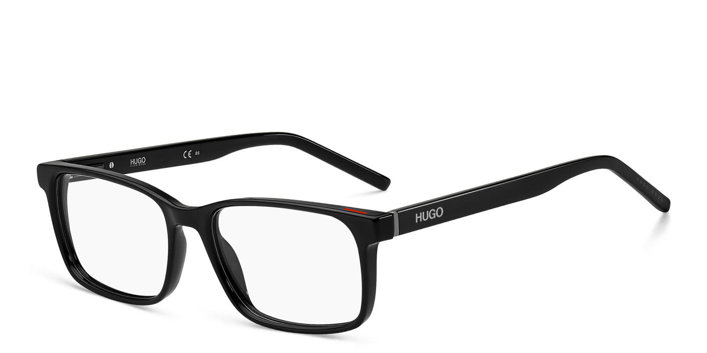 Shop Hugo Boss Wide Rectangle Eyeglasses in Black online.