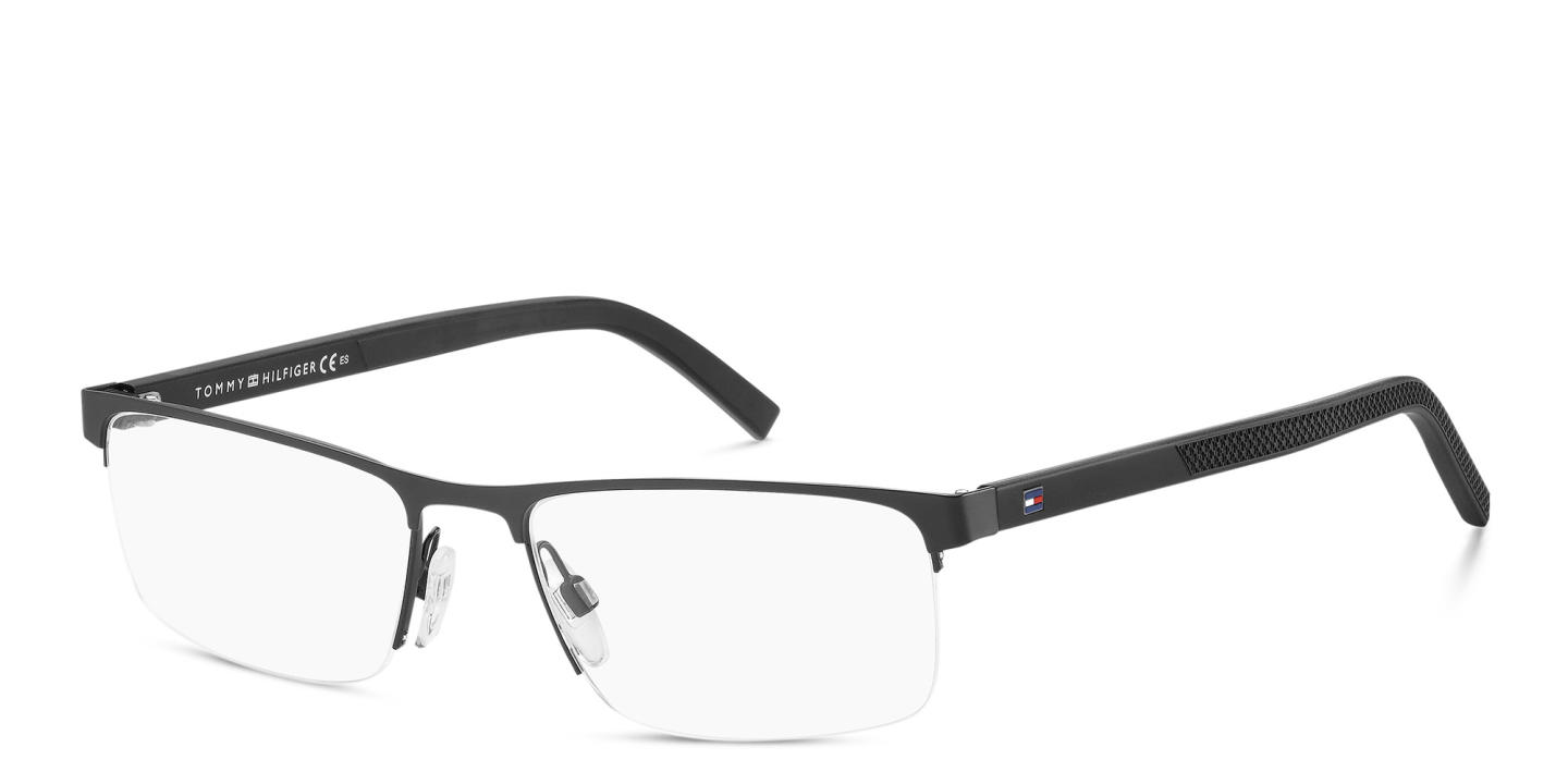 Tommy Hilfiger Wide Half-Rim Rectangle Eyeglasses in Grey – Product Photo 1