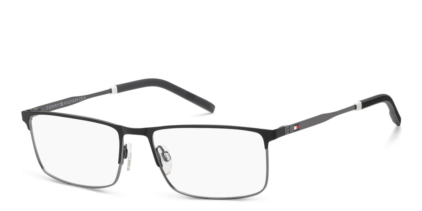 Shop Tommy Hilfiger Wide Rectangle Eyeglasses in Grey online.