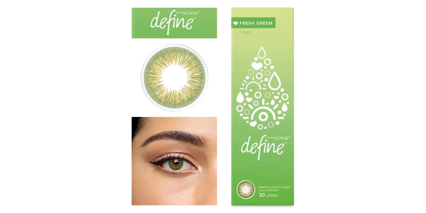 Shop ACUVUE 1-Day Define Fresh Color Contact Lenses - Green in Green online.