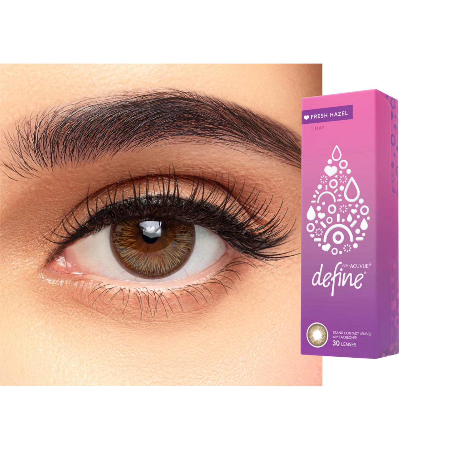 ACUVUE 1-Day  Define Fresh Color Contact Lenses in Hazel – Product Photo 0