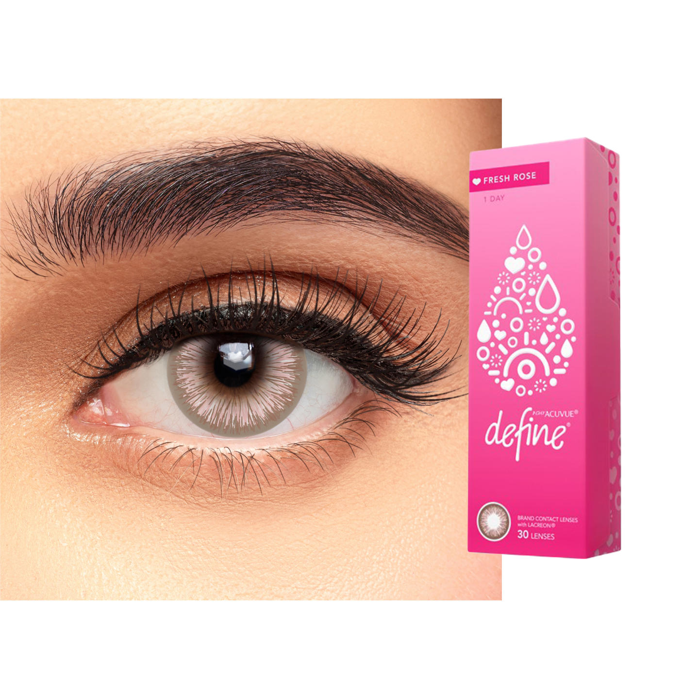 Shop ACUVUE 1-Day Define Fresh Color Contact Lenses - Rose in Rose online.