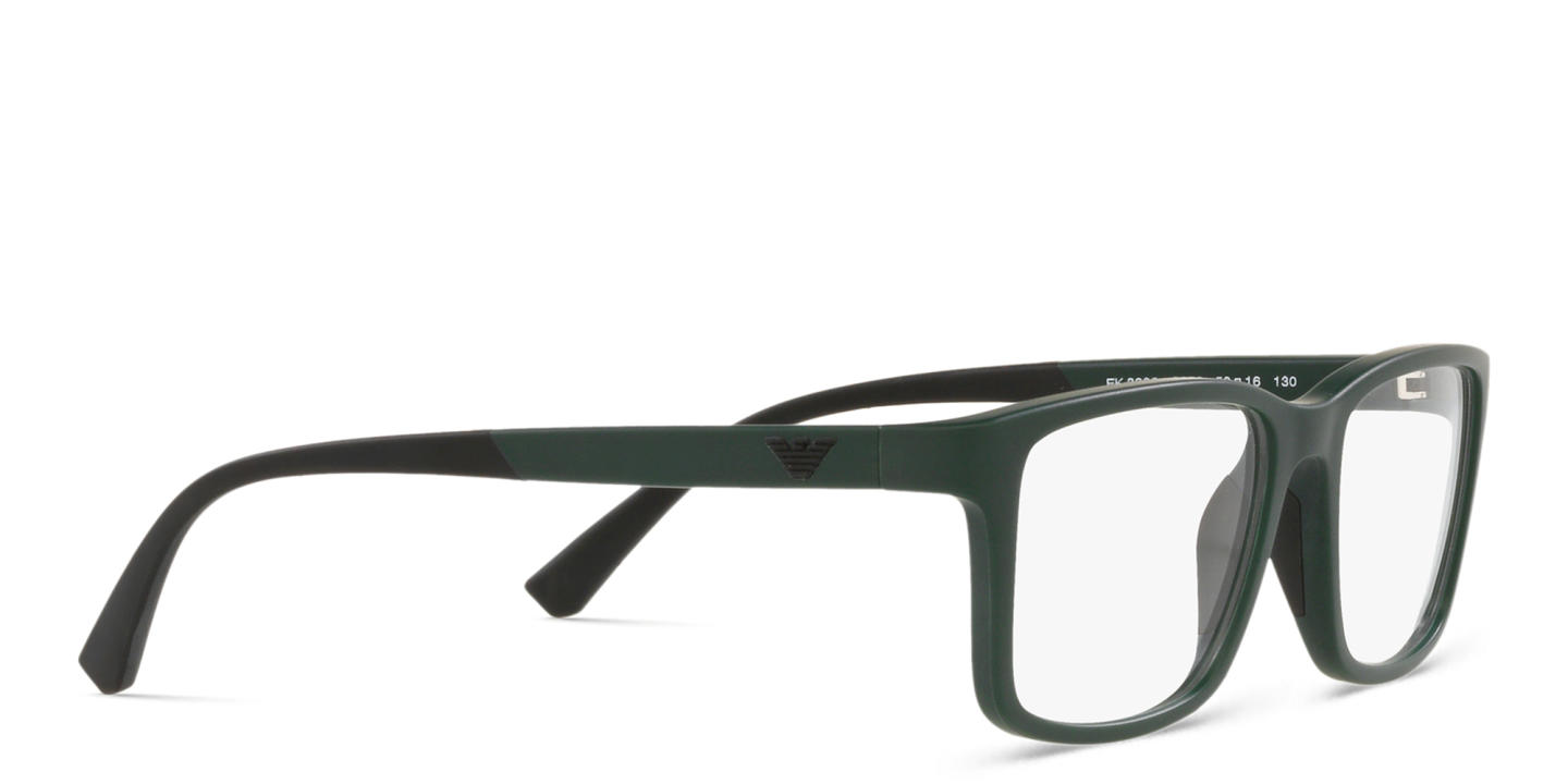 Shop Emporio Armani Kids Rectangle Eyeglasses in Dark Green online.