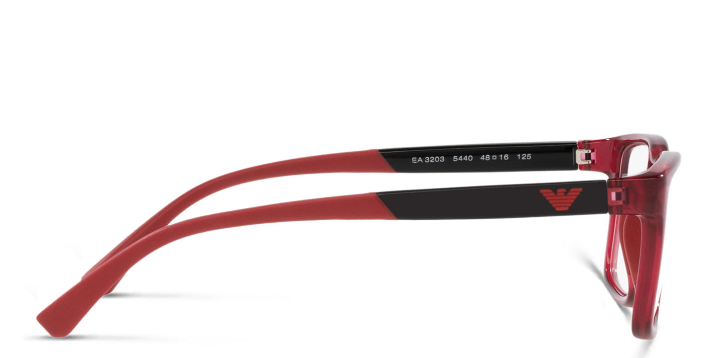 Shop Emporio Armani Rectangle Eyeglasses in Red online.
