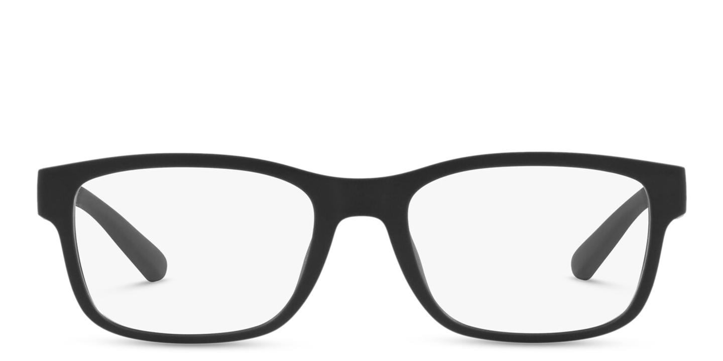 Shop Emporio Armani Wide Rectangle Eyeglasses in Matte Black online.