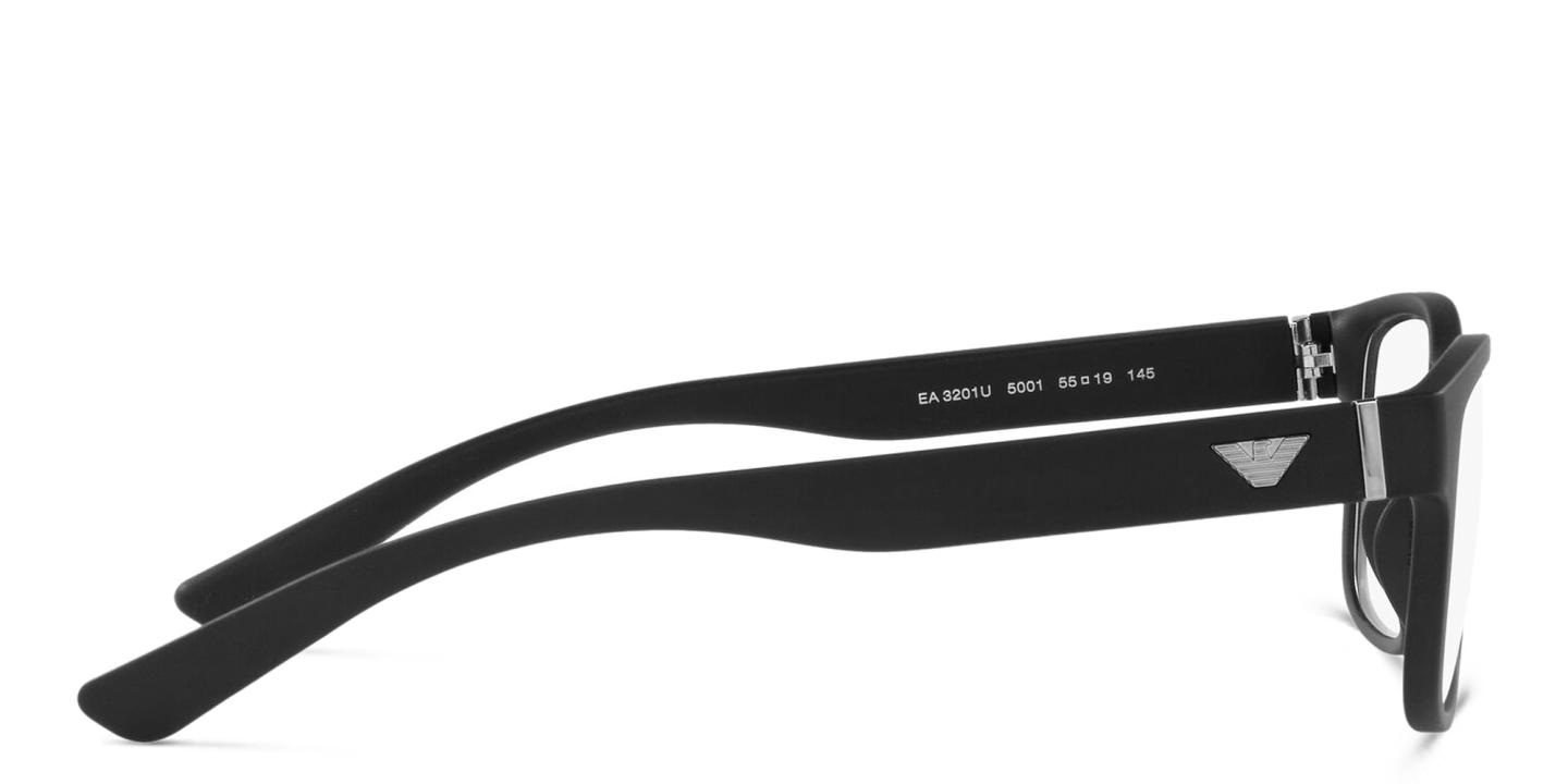Shop Emporio Armani Wide Rectangle Eyeglasses in Matte Black online.