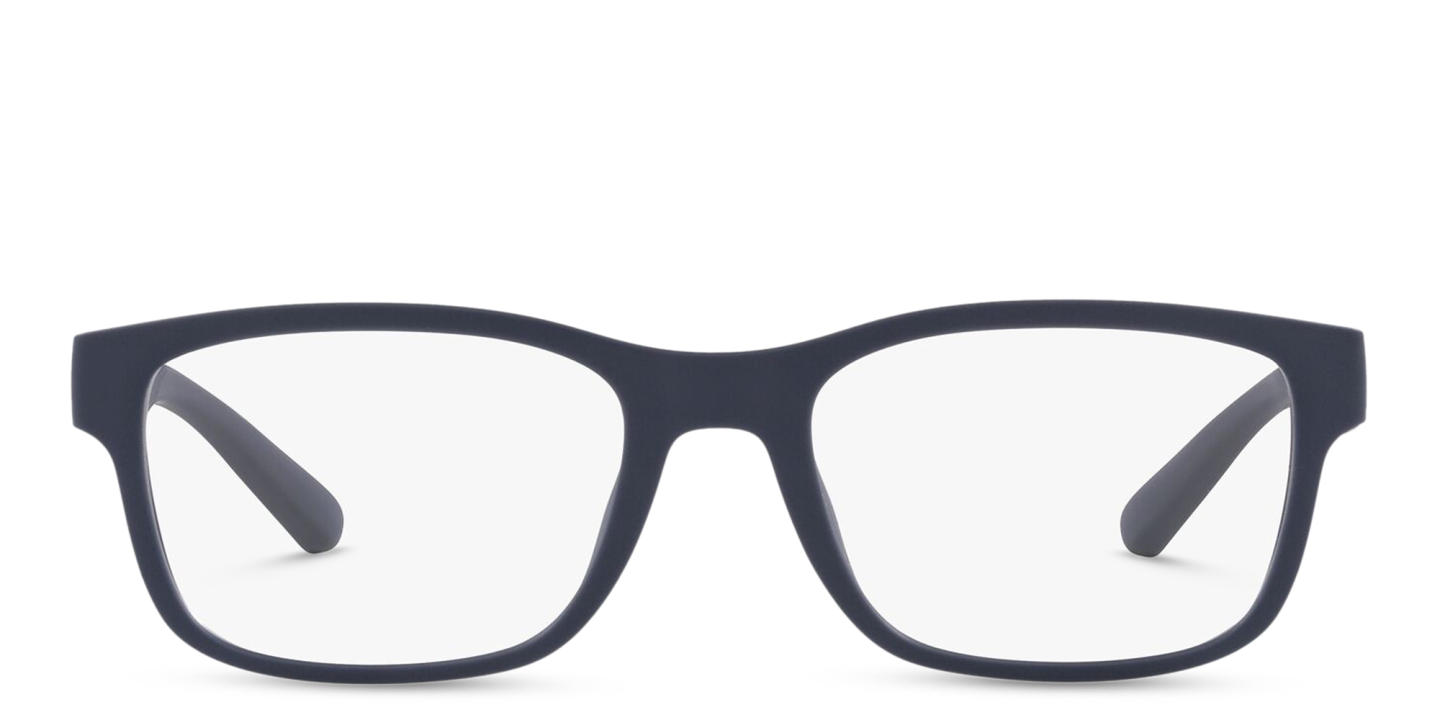 Emporio Armani Wide Rectangle Eyeglasses in Matte Blue – Product Photo 0